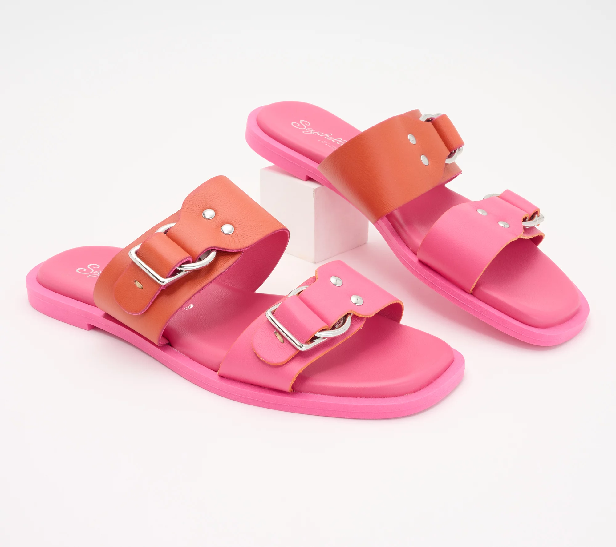 "As Is" Seychelles Buckle Leather Slide Sandals - Admire Me