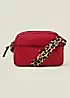 Accessorize Red Leopard Webbing Strap Cross-Body Camera Bag