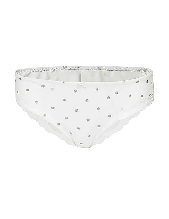 Aeropostale Lace Trim Polka Dot Bikini Briefs