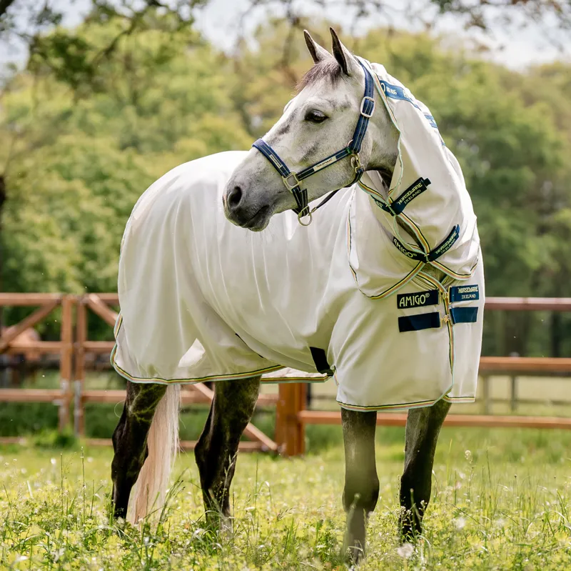 Amigo Bug Rug Detach-A-Neck Fly Sheet - Lunar Rock/Navy/Lime