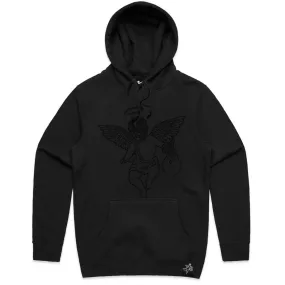 Black Rhinestone MM Angel Hoodie (Black)