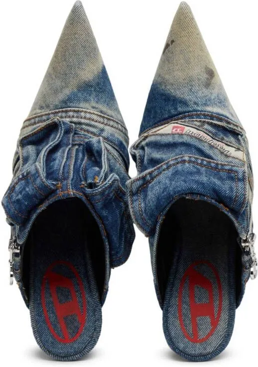 Diesel D-Venus Pocket 100mm denim mules Blue