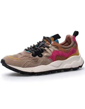 Flower Mountain Yamano 3 Woman Trainers Suede Taupe Cognac