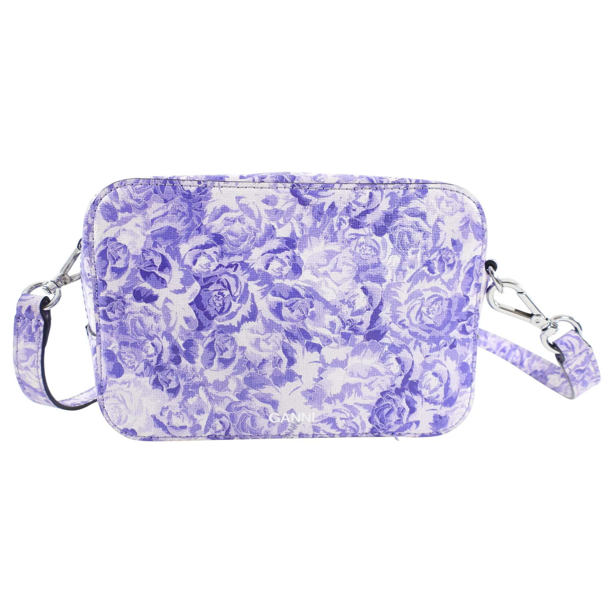 Ganni Purple Floral Small Crossbody Camera Bag