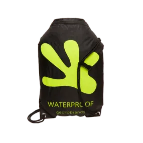 Geckobrands Waterproof Drawstring Backpack - Black/Neon Green