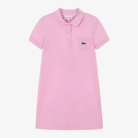 Girls Lilac Pink Cotton Polo Dress