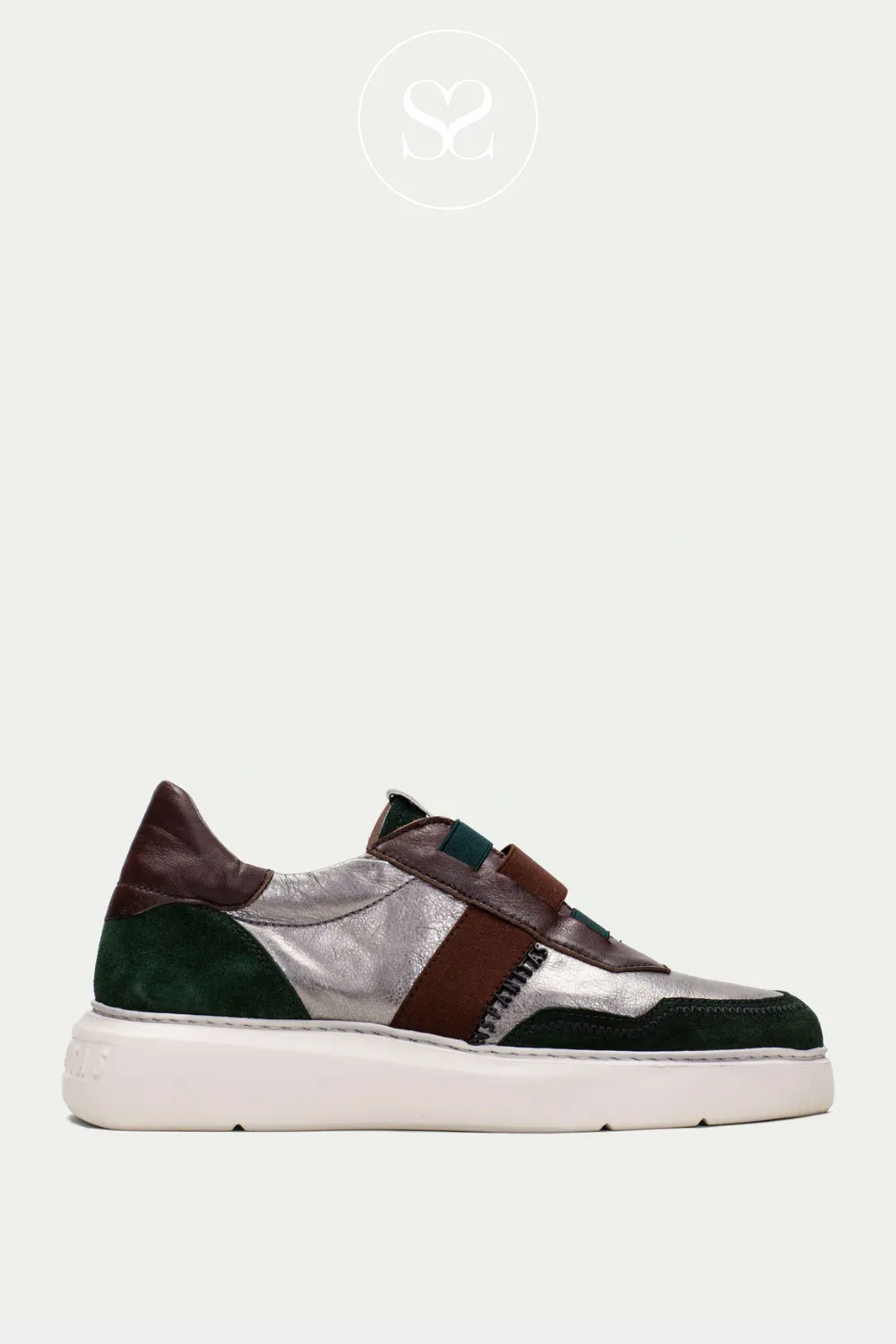 HISPANITAS CHI243651 GREEN/PEWTER/BROWN LEATHER PULL ON TRAINERS