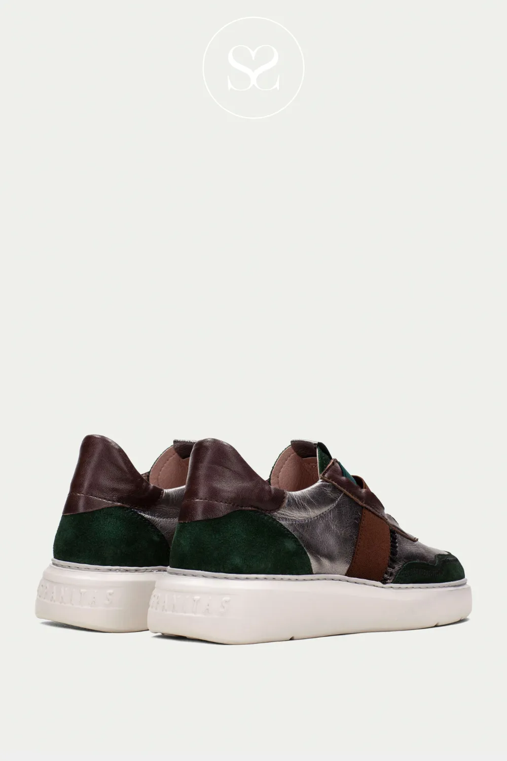 HISPANITAS CHI243651 GREEN/PEWTER/BROWN LEATHER PULL ON TRAINERS