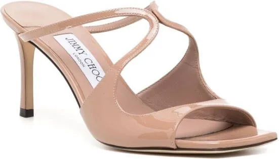 Jimmy Choo Anise 75mm patent leather mules Neutrals