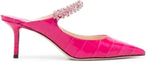 Jimmy Choo Bing 65 crocodile-embossed mules Pink