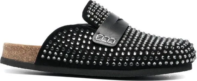 JW Anderson crystal-embellished leather mules Black