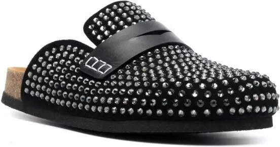 JW Anderson crystal-embellished leather mules Black