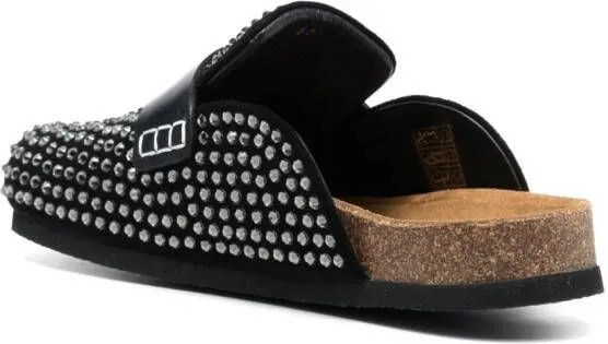 JW Anderson crystal-embellished leather mules Black