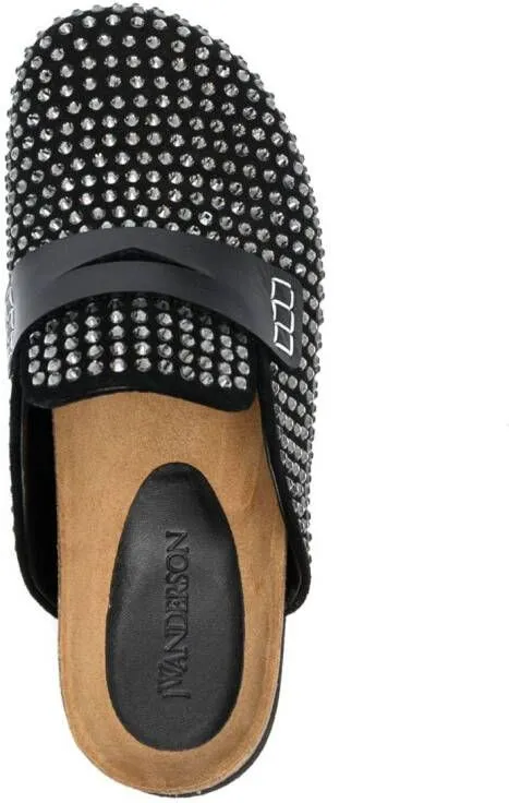 JW Anderson crystal-embellished leather mules Black