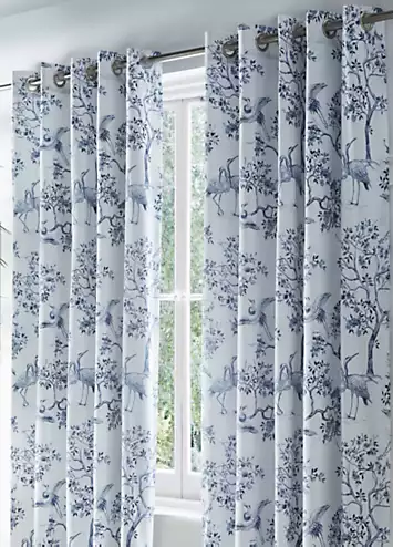 Kaleidoscope Oriental Crane Pair of Lined Curtains | Kaleidoscope