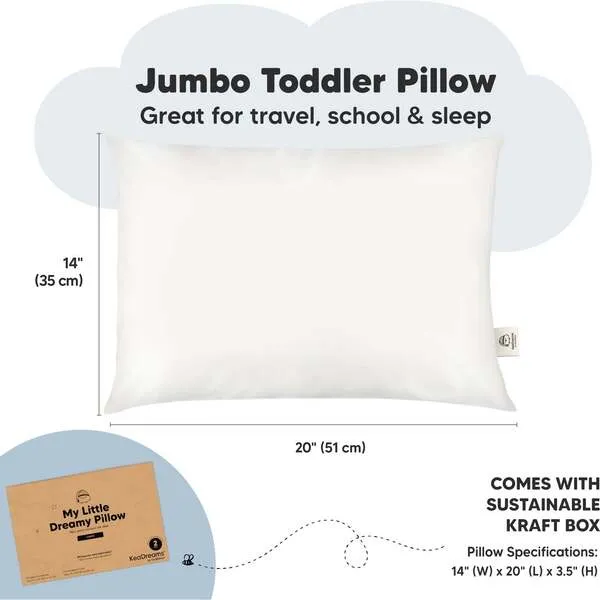 KeaBabies Jumbo Toddler Pillows 14X20, Soft White (Pack Of 2)