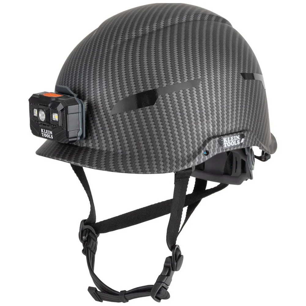 Klein Safety Helmet, Premium KARBN Pattern, Non-Vented, Class E, Headlamp #60515