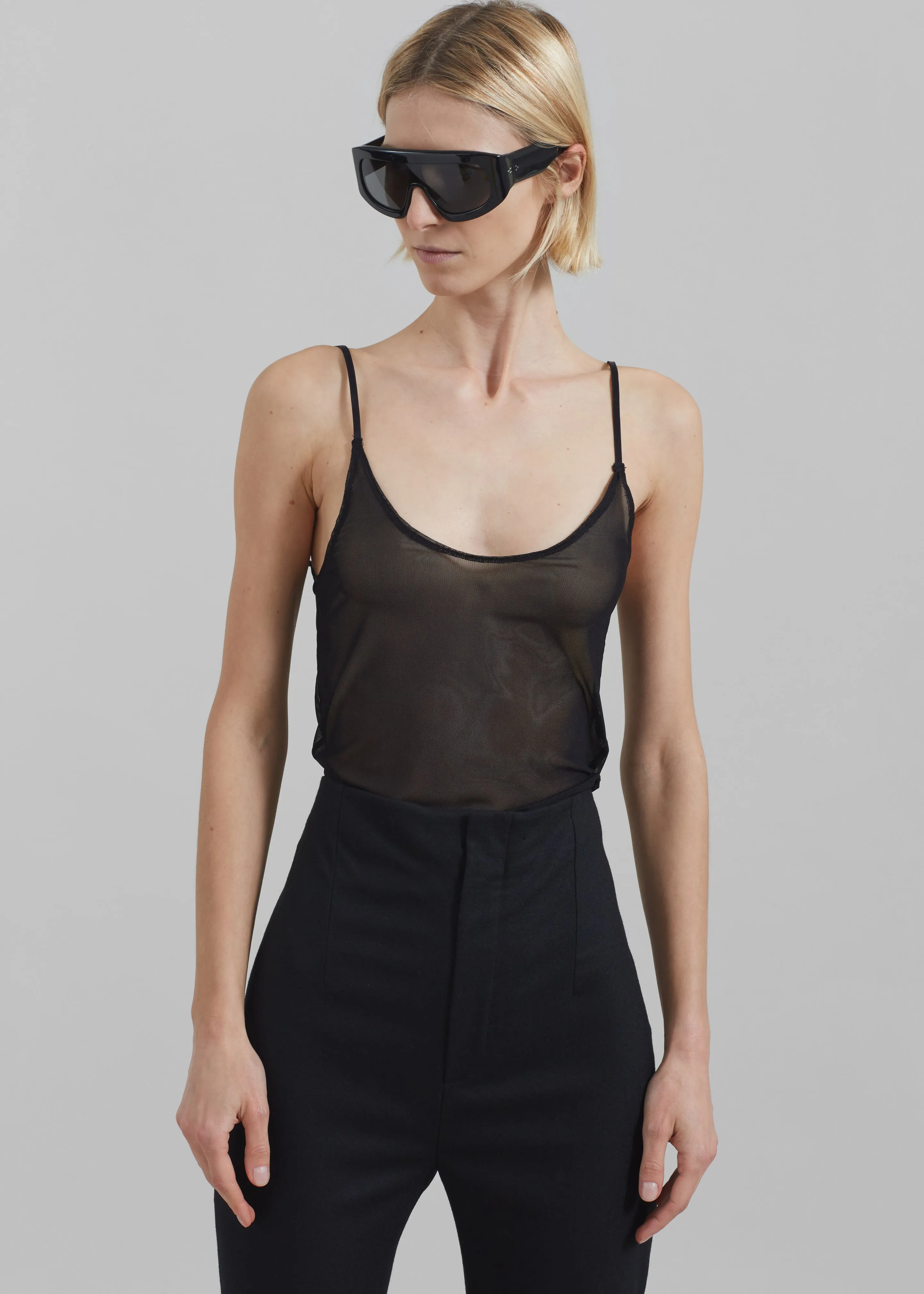 Kyla Sheer Tank Top - Black