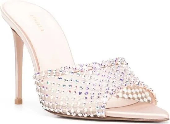 Le Silla Gilda 100mm crystal-embellished mules Neutrals