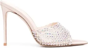 Le Silla Gilda 100mm crystal-embellished mules Neutrals