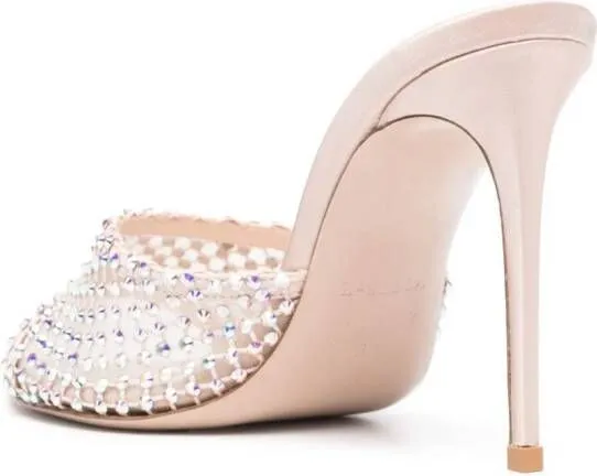 Le Silla Gilda 100mm crystal-embellished mules Neutrals