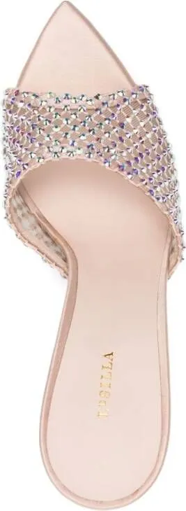 Le Silla Gilda 100mm crystal-embellished mules Neutrals