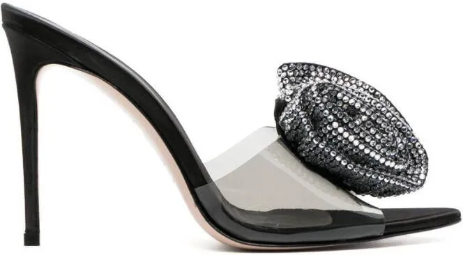 Le Silla Rose 100mm crystal-embellished mules Black