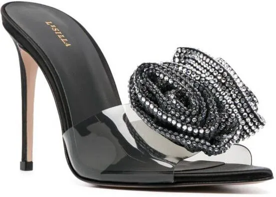 Le Silla Rose 100mm crystal-embellished mules Black