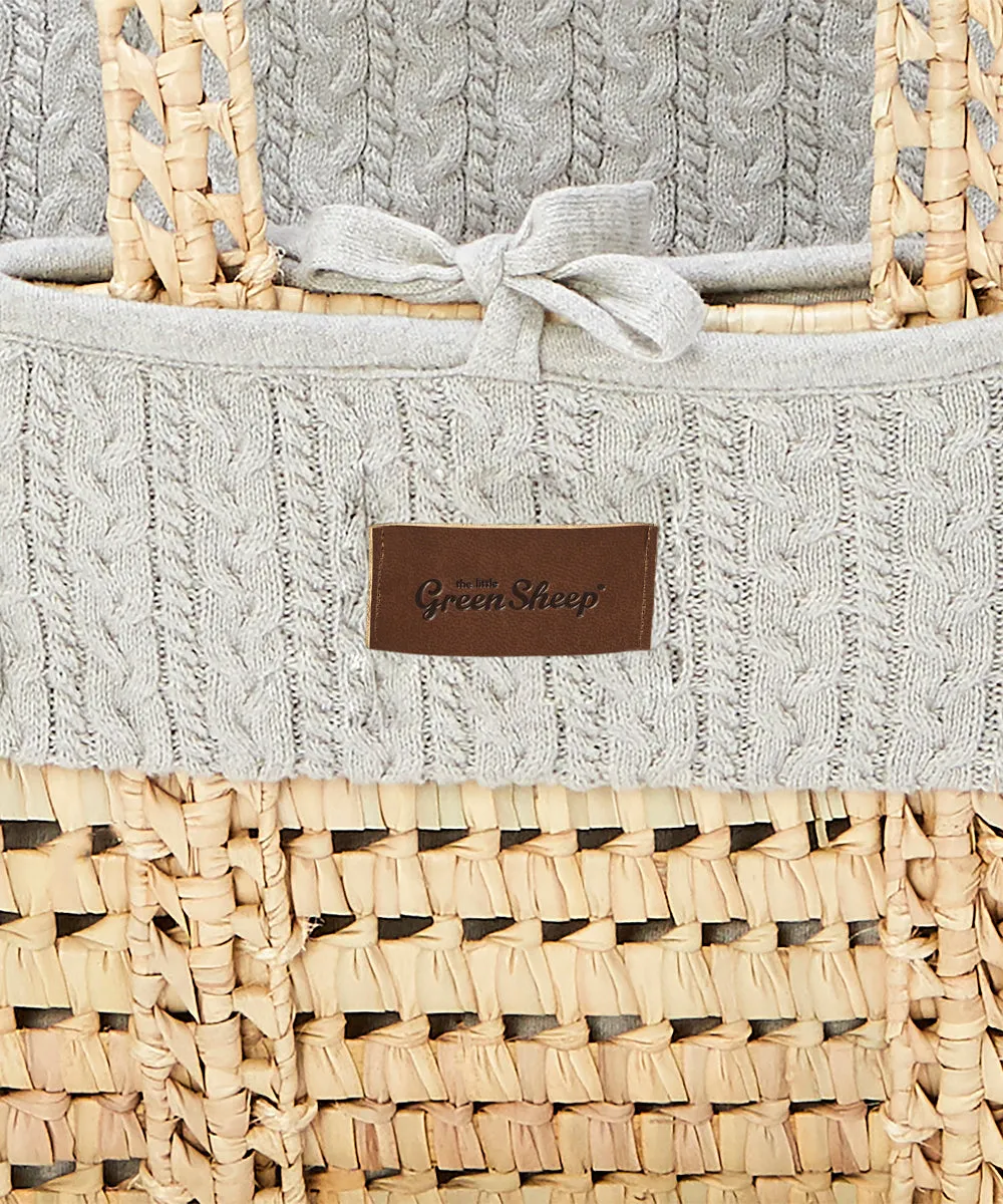 Little Green Sheep Organic Knitted Moses Basket & Mattress