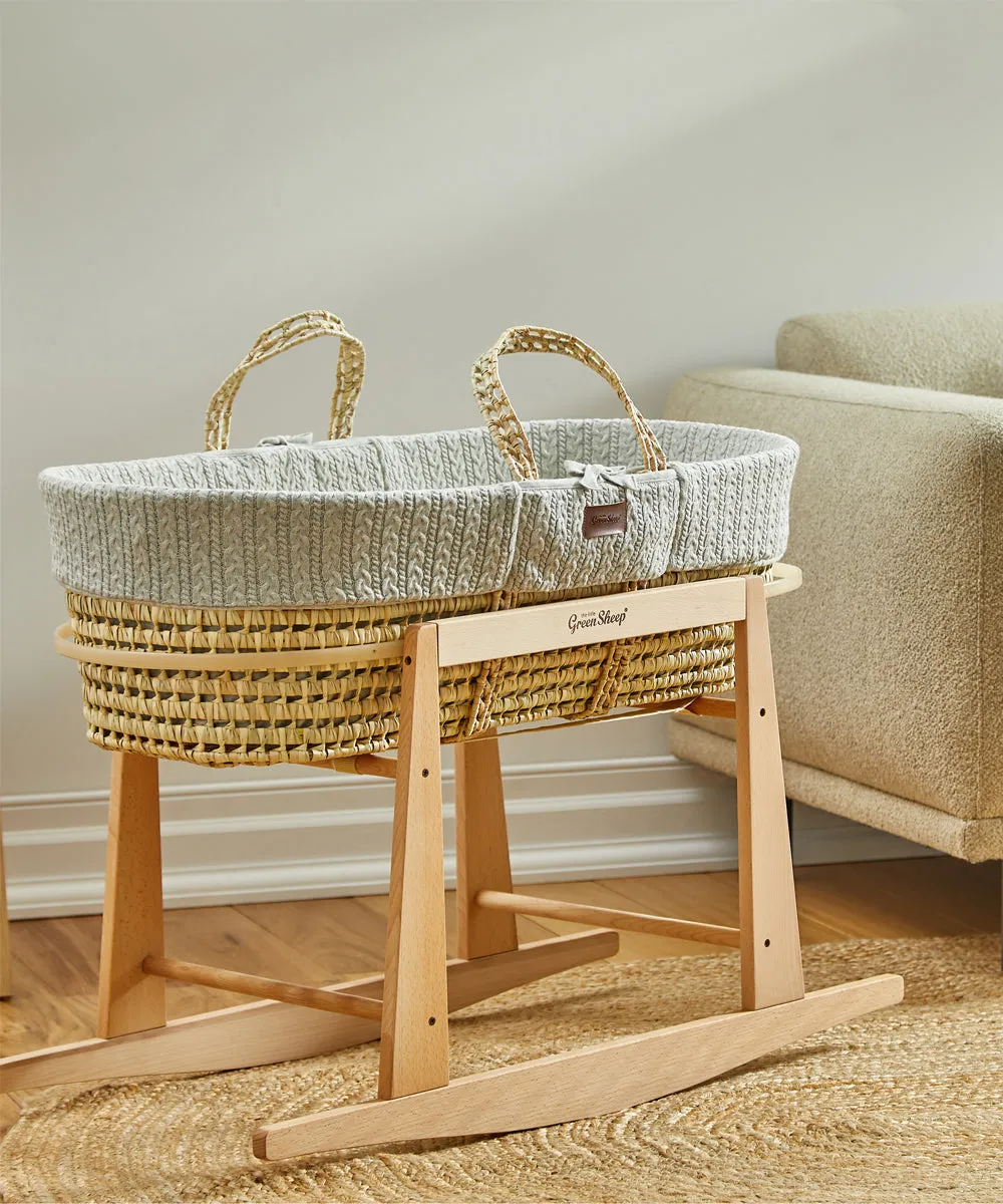 Little Green Sheep Organic Knitted Moses Basket & Mattress