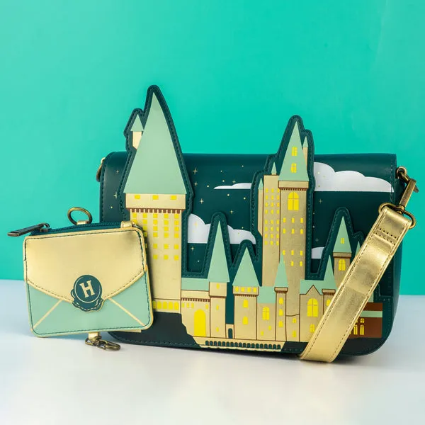 Loungefly x Harry Potter Golden Hogwarts Castle Crossbody Bag