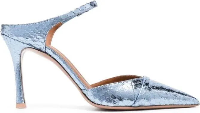 Malone Souliers Uma 90mm metallic-finish mules Blue