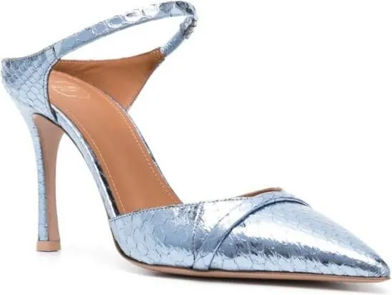 Malone Souliers Uma 90mm metallic-finish mules Blue