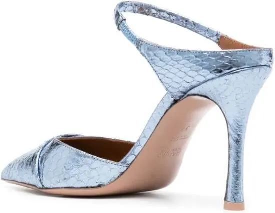 Malone Souliers Uma 90mm metallic-finish mules Blue