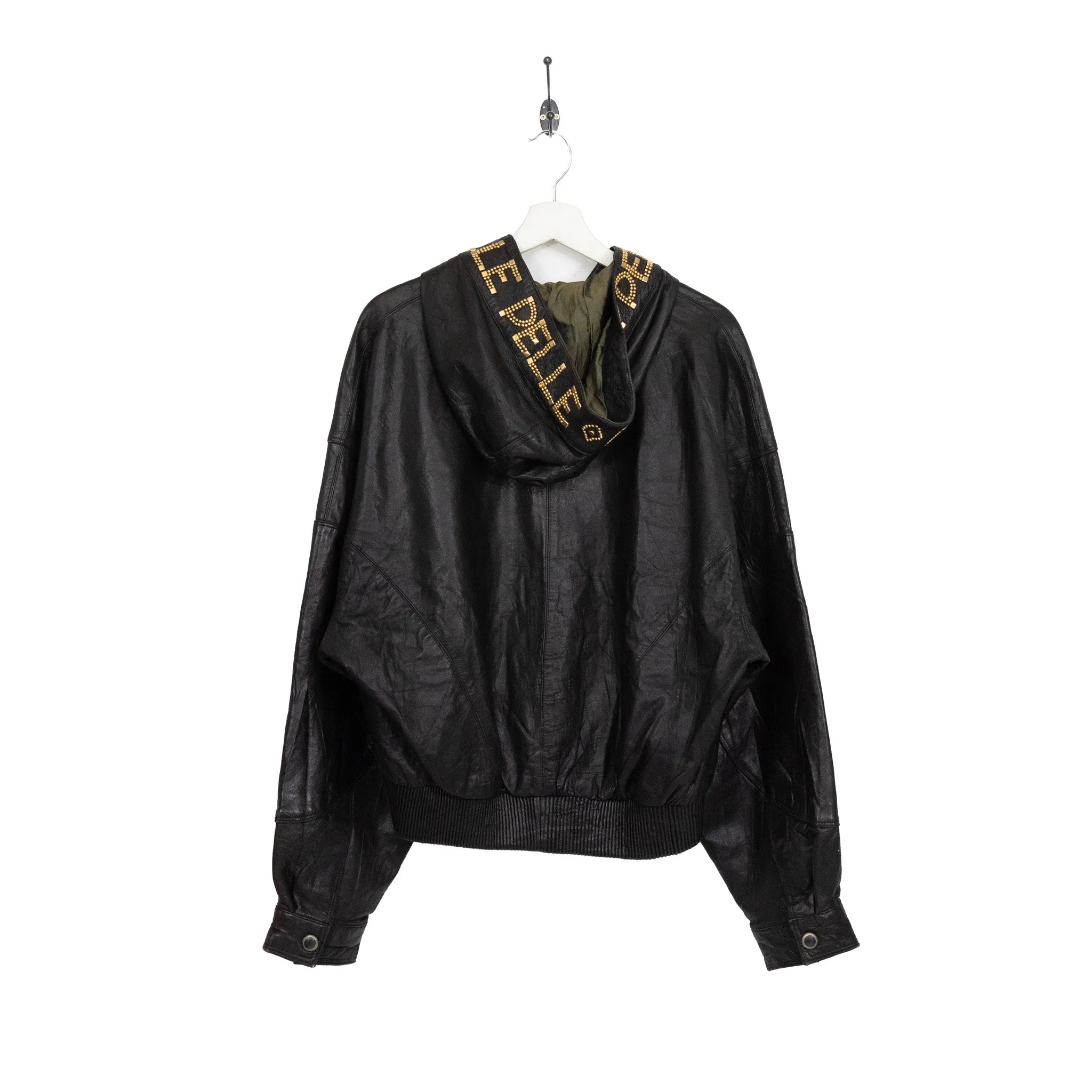 Marc Buchannan Pelle Pelle Vintage Leather Spellout Jacket