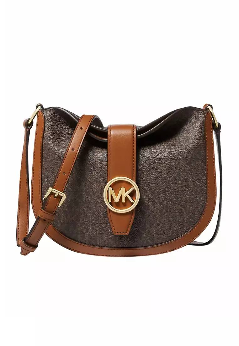 MICHAEL KORS Michael Kors GABBY SM FLDVR HOBO XBODY PVC small women's one shoulder crossbody bag 35H3G5GC1B BROWN