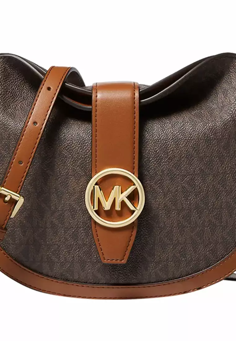 MICHAEL KORS Michael Kors GABBY SM FLDVR HOBO XBODY PVC small women's one shoulder crossbody bag 35H3G5GC1B BROWN