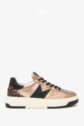 NERO GIARDINI I411646D GOLD LEATHER TRAINERS