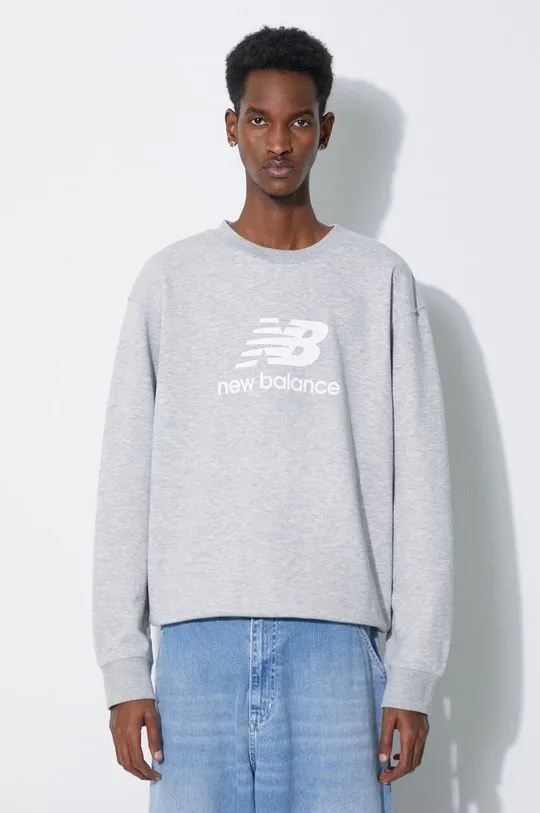 New Balance sweatshirt French Terry Crew men's gray color MT41500AG