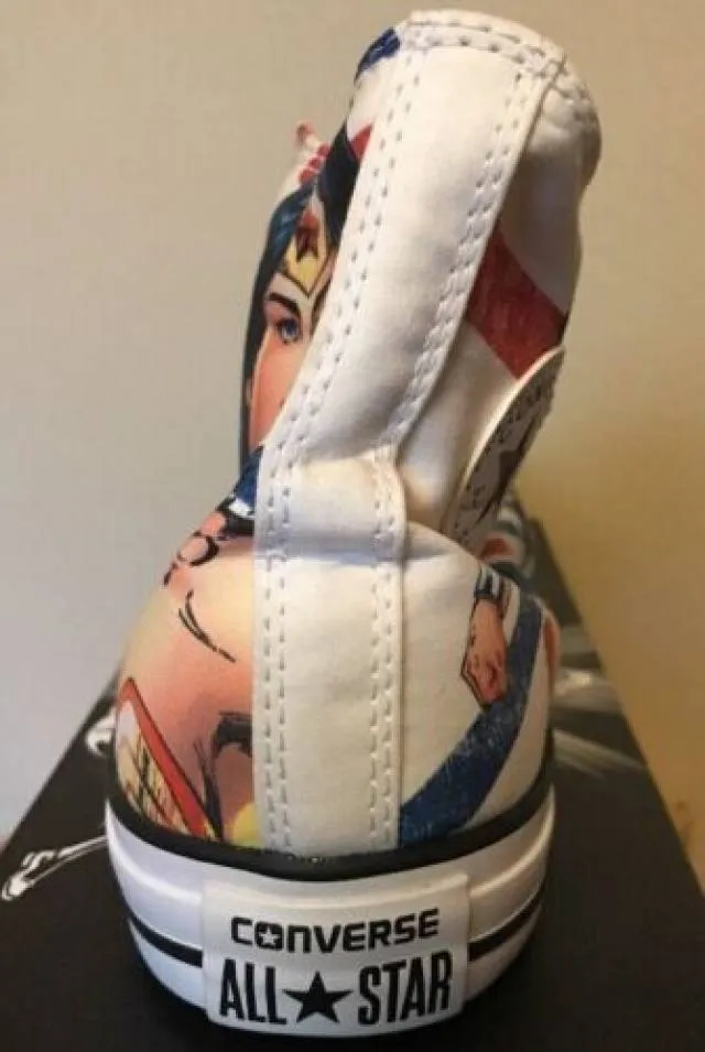 New Converse Chuck Taylor Hi WONDER WOMAN Print DC Comic...