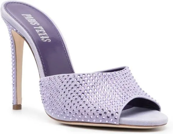 Paris Texas 110mm crystal embellished leather mules Purple