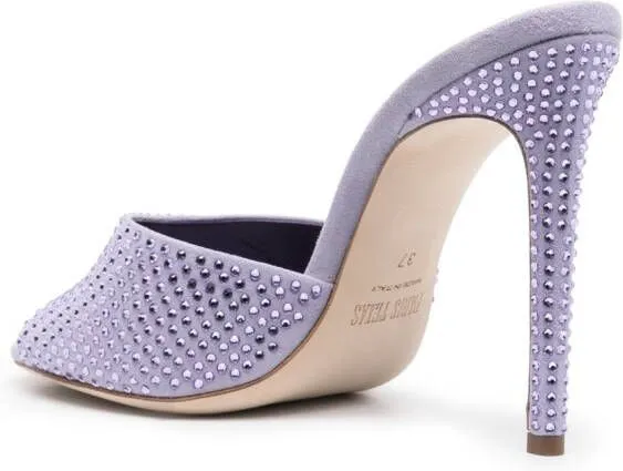 Paris Texas 110mm crystal embellished leather mules Purple