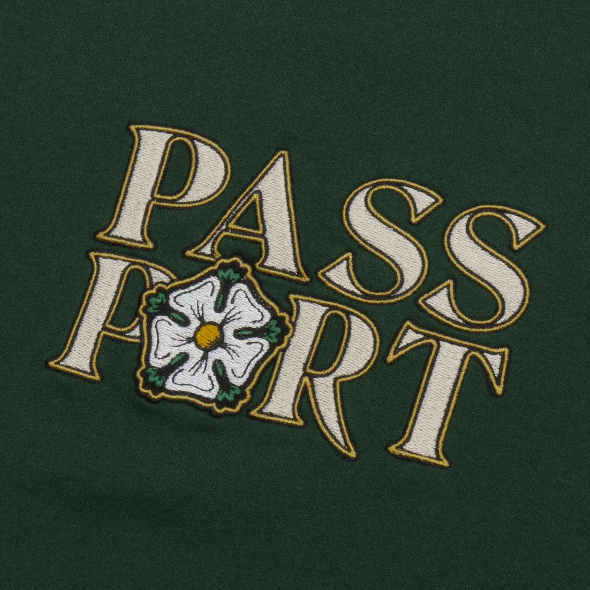 Pass Port Skateboards - Rosa Embroidery T-Shirt - Forest Green