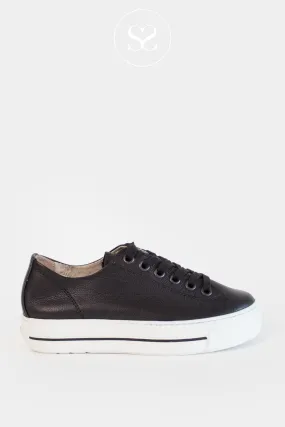 PAUL GREEN 4790 BLACK LEATHER FLATFORM TRAINERS