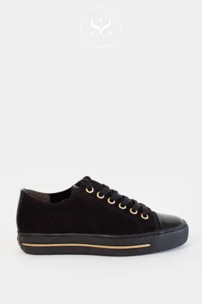 PAUL GREEN 4977 BLACK LEATHER FLATFORM TRAINERS