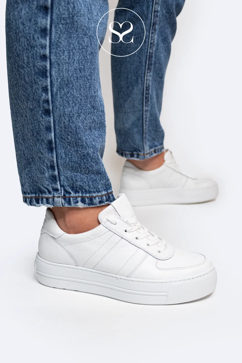 PAUL GREEN 5230 WHITE FLATFORM TRAINERS