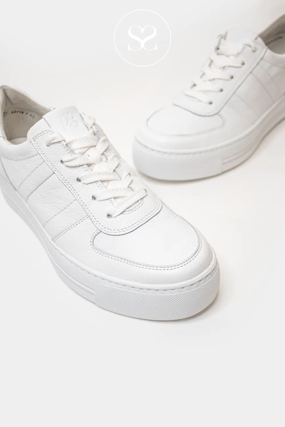 PAUL GREEN 5230 WHITE FLATFORM TRAINERS