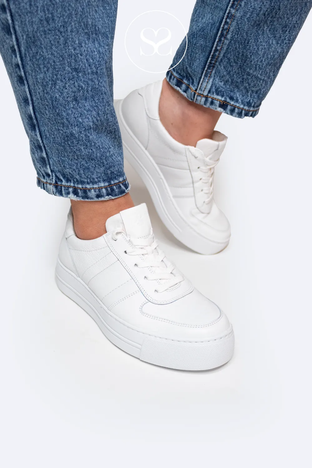 PAUL GREEN 5230 WHITE FLATFORM TRAINERS