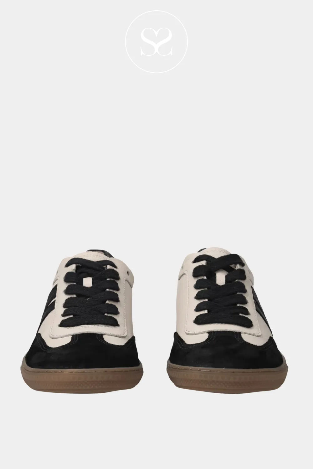 PAUL GREEN 5350 BLACK & BISCUIT LEATHER LOW PROFILE TRAINERS