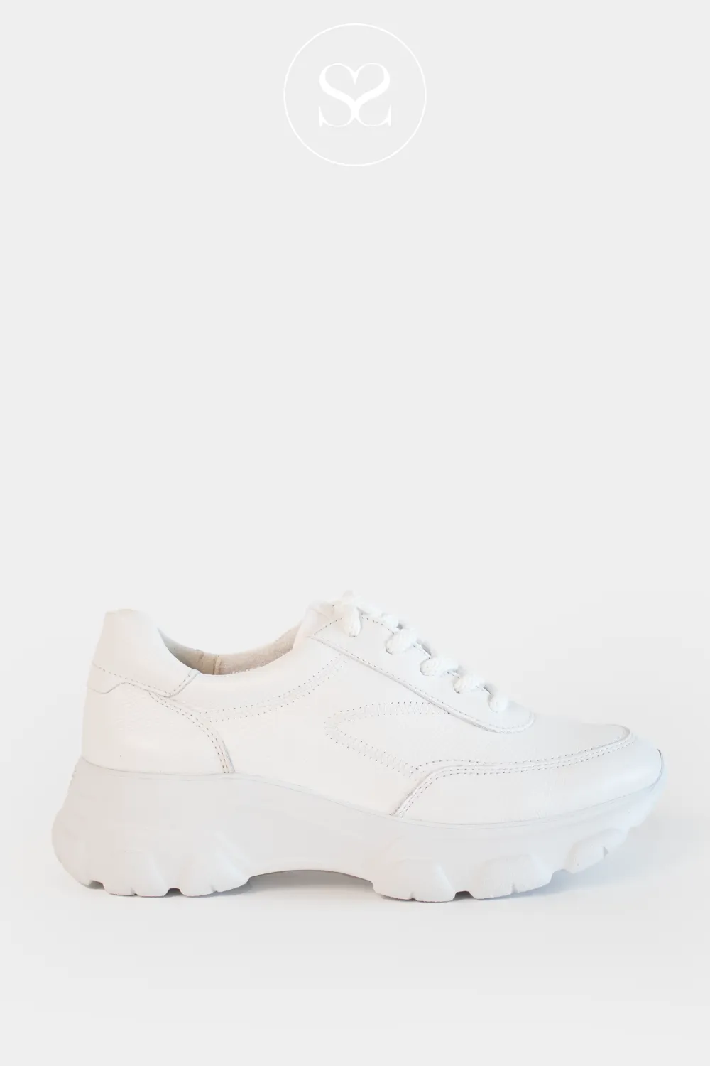 PAUL GREEN 5359 WHITE LEATHER CHUNKY SPORTY TRAINERS